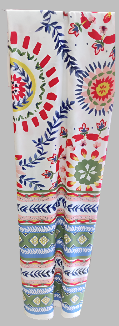 🌼 Elegant Floral Printed Cotton Suit Set – White Base | Multicolor Ethnic Motif (5m)