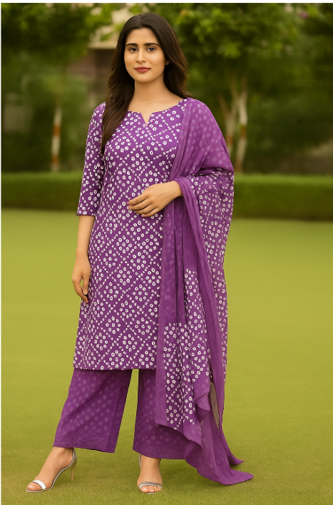 💜 Royal Purple Bandhani Print Cotton Fabric 💜