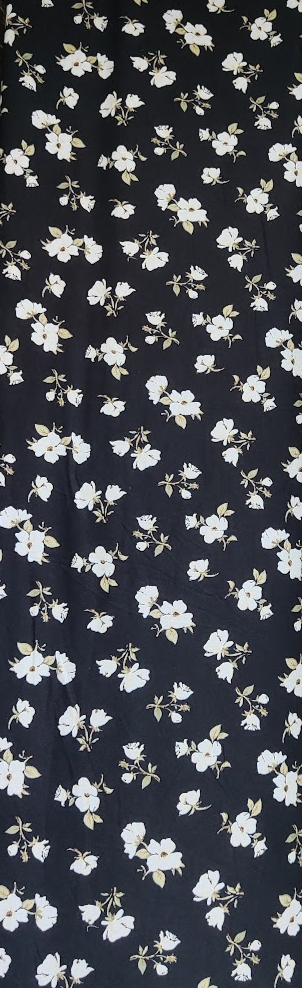 Navy fabric with small white floral pattern