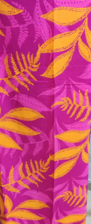 Purple fabric with yellow leaf pattern