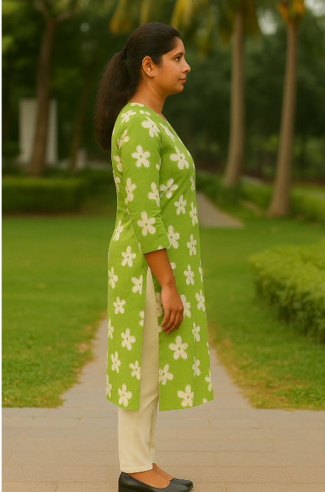πΏ Elegant Olive Green Digital Print Unstitched Fabric πΏ- kurti Fabric (2.5m)