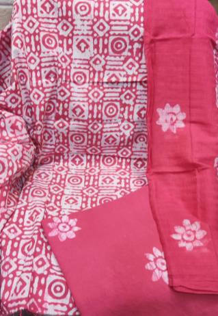 Pink and white patterned fabric on a chair