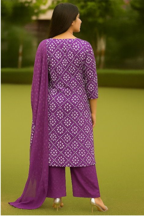 š Royal Purple Bandhani Print Cotton Fabric š