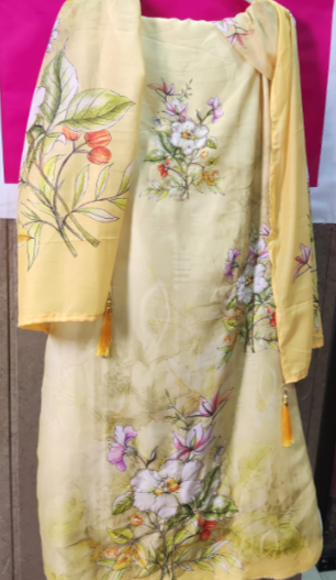 Yellow floral embroidered dress