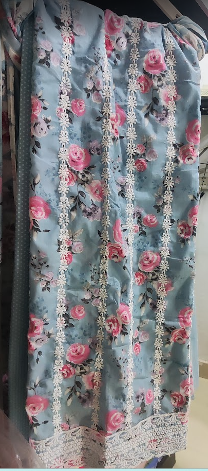 Rosé Bloom – Pink Floral Printed Unstitched Suit Set