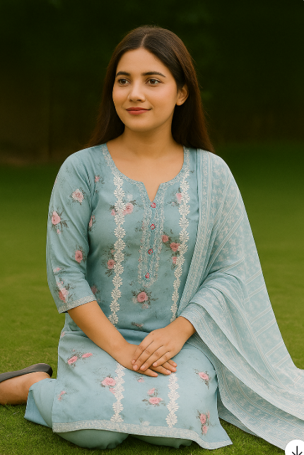 Rosé Bloom – Pink Floral Printed Unstitched Suit Set
